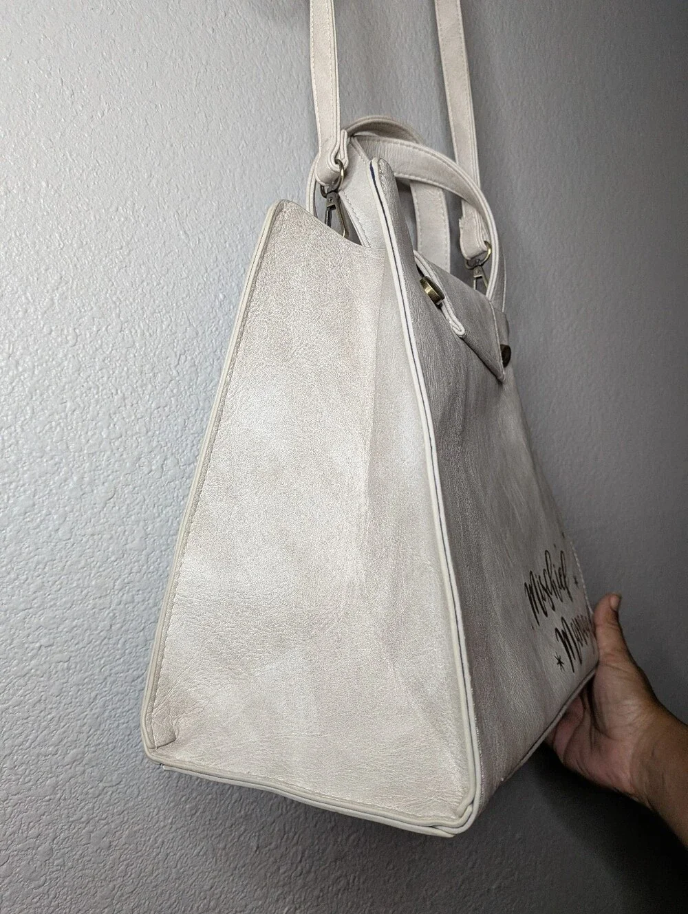 Bioworld Ivory Cream Harry Potter Marauders I Solomnly Swear Tote Crossbody Bag